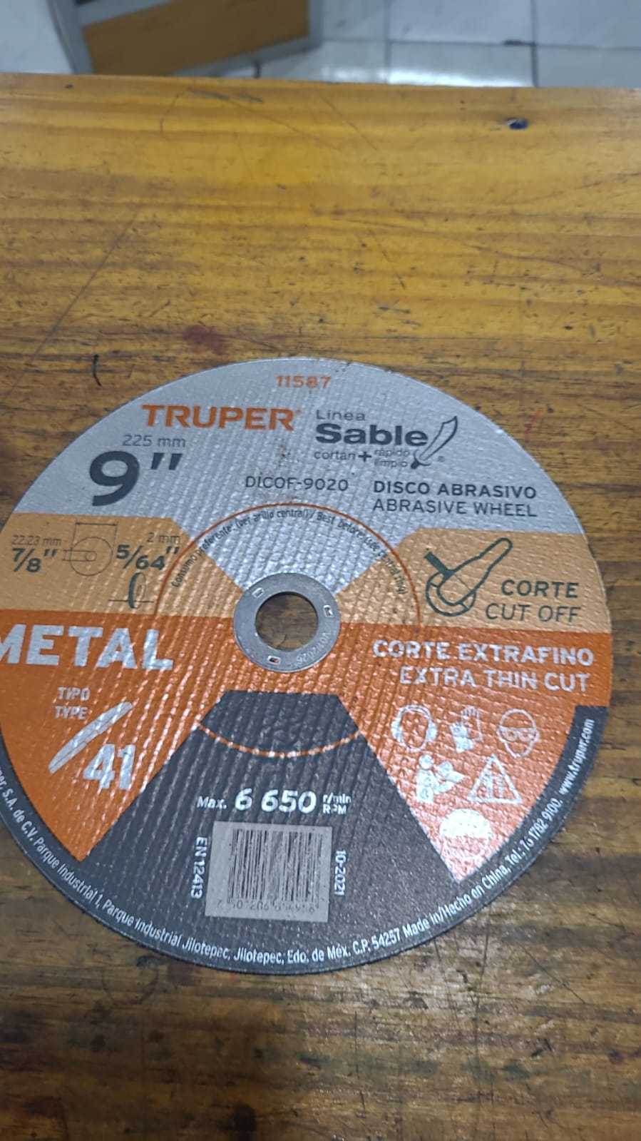 Precio 3 000,00 truper  Disco corte fino 9 pulgadas