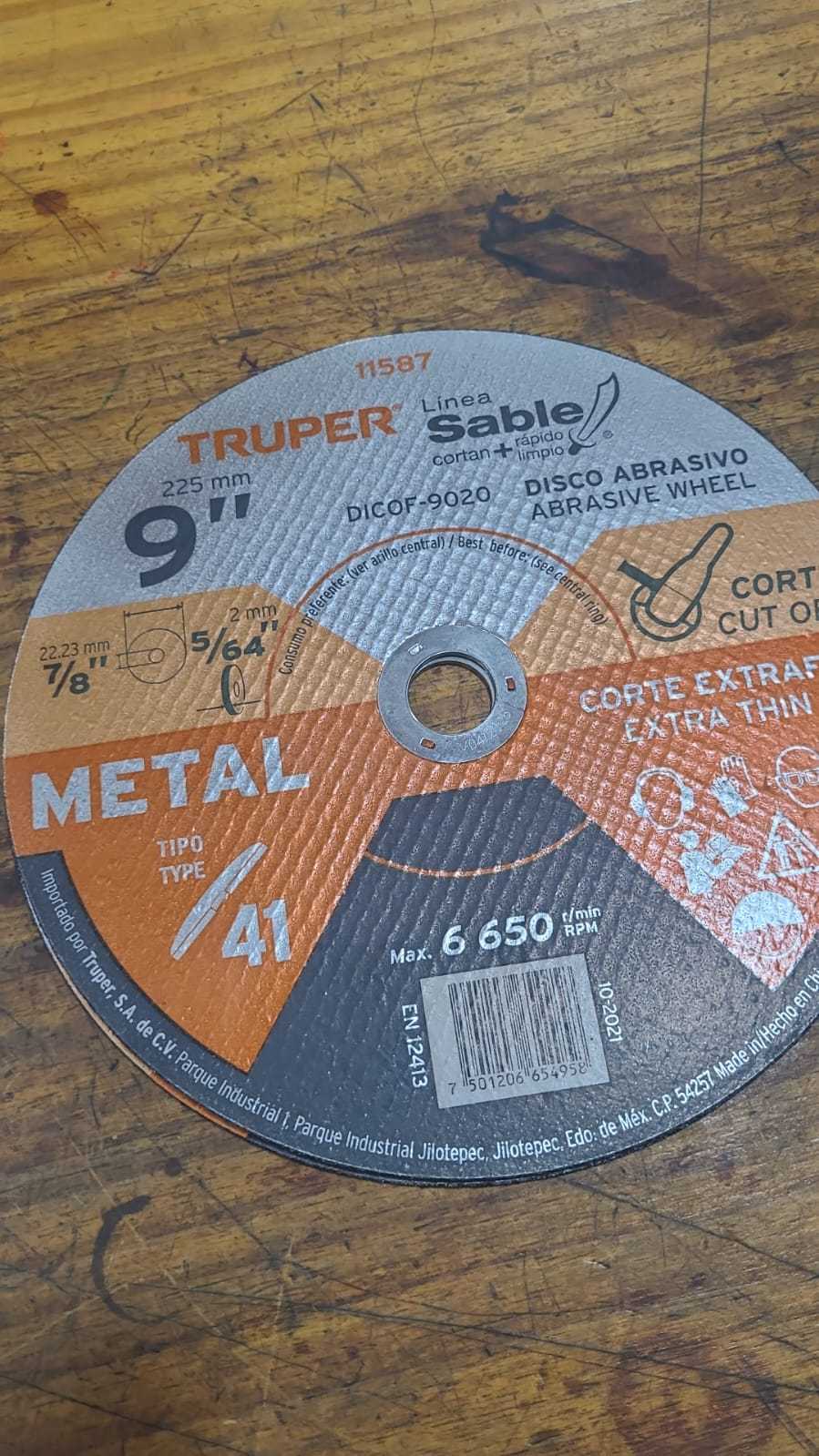 Precio 2 500,00 truper  Disco corte  9 pulgadas