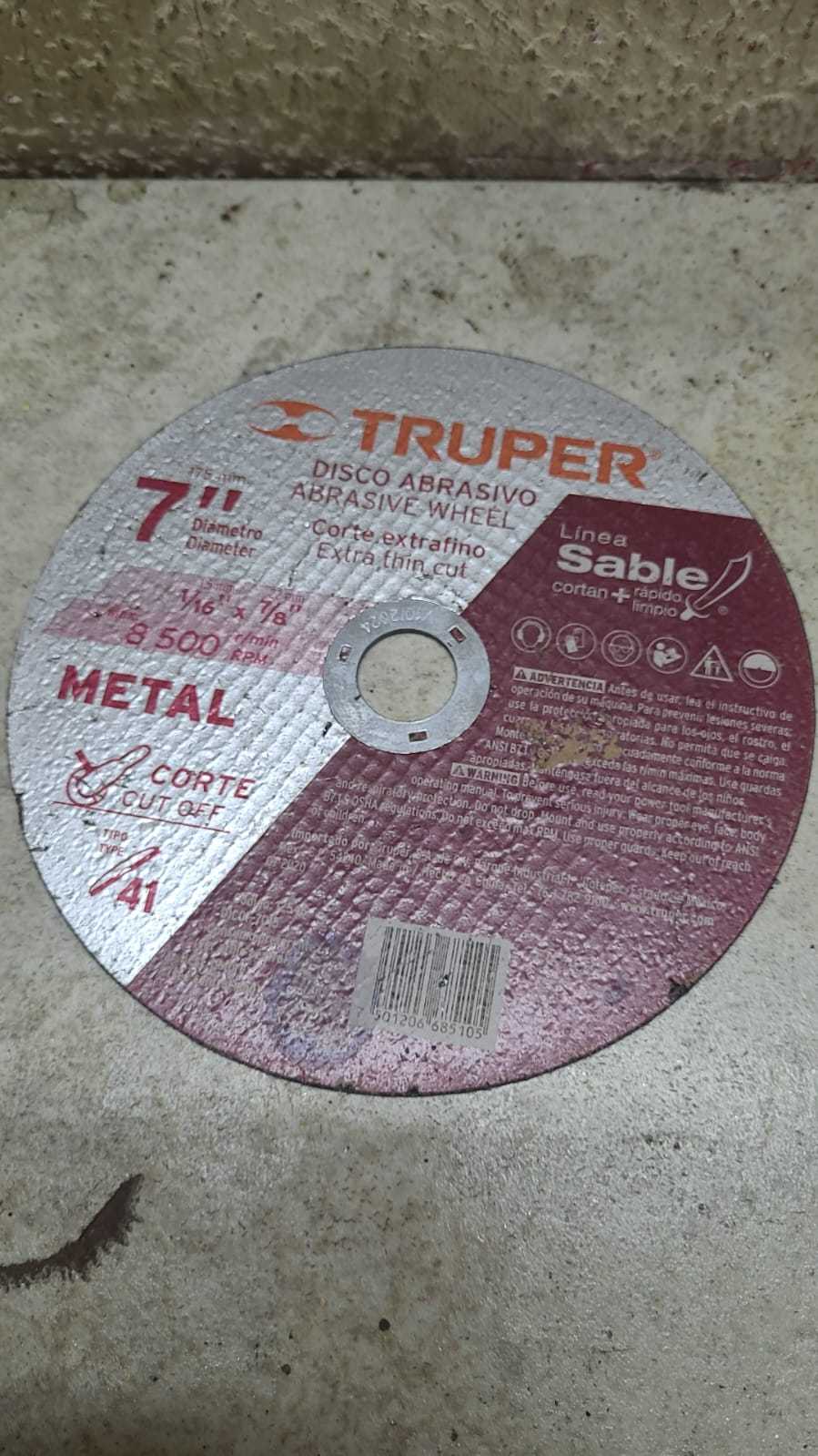 Precio 1 000,00 truper  Disco corte 7 pulgadas