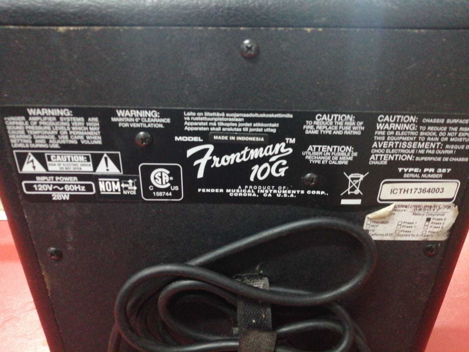 Precio 60 000,00 Fender Frontman Frontman 10G Amplificador de guitarra eléctrica Fender Frontman 10G