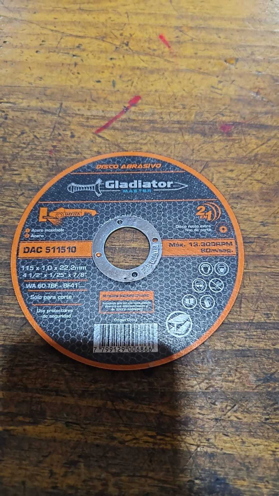 Precio 1 200,00 gladiador  Disco corte  4.5 pulgadas
