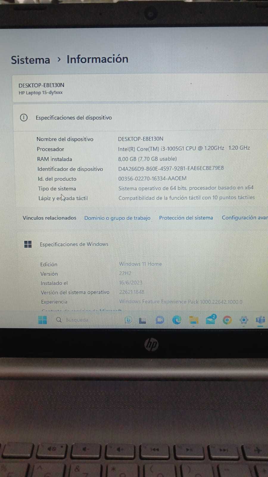 Precio 150 000,00 Hp 15 dy1032wm Laptop core i3 10th  8GB RAM