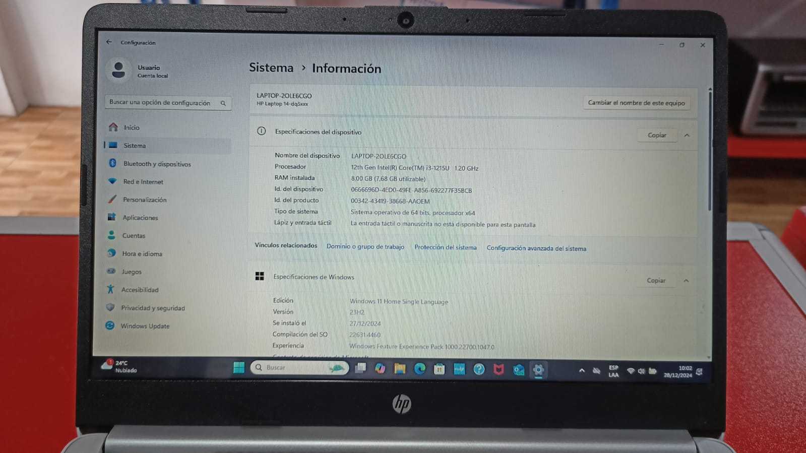 Precio 180 000,00 HP  Laptop HP Intel Core 12th Gen i3 1215U 8 RAM 237 GB Windows 11 Home con cargador