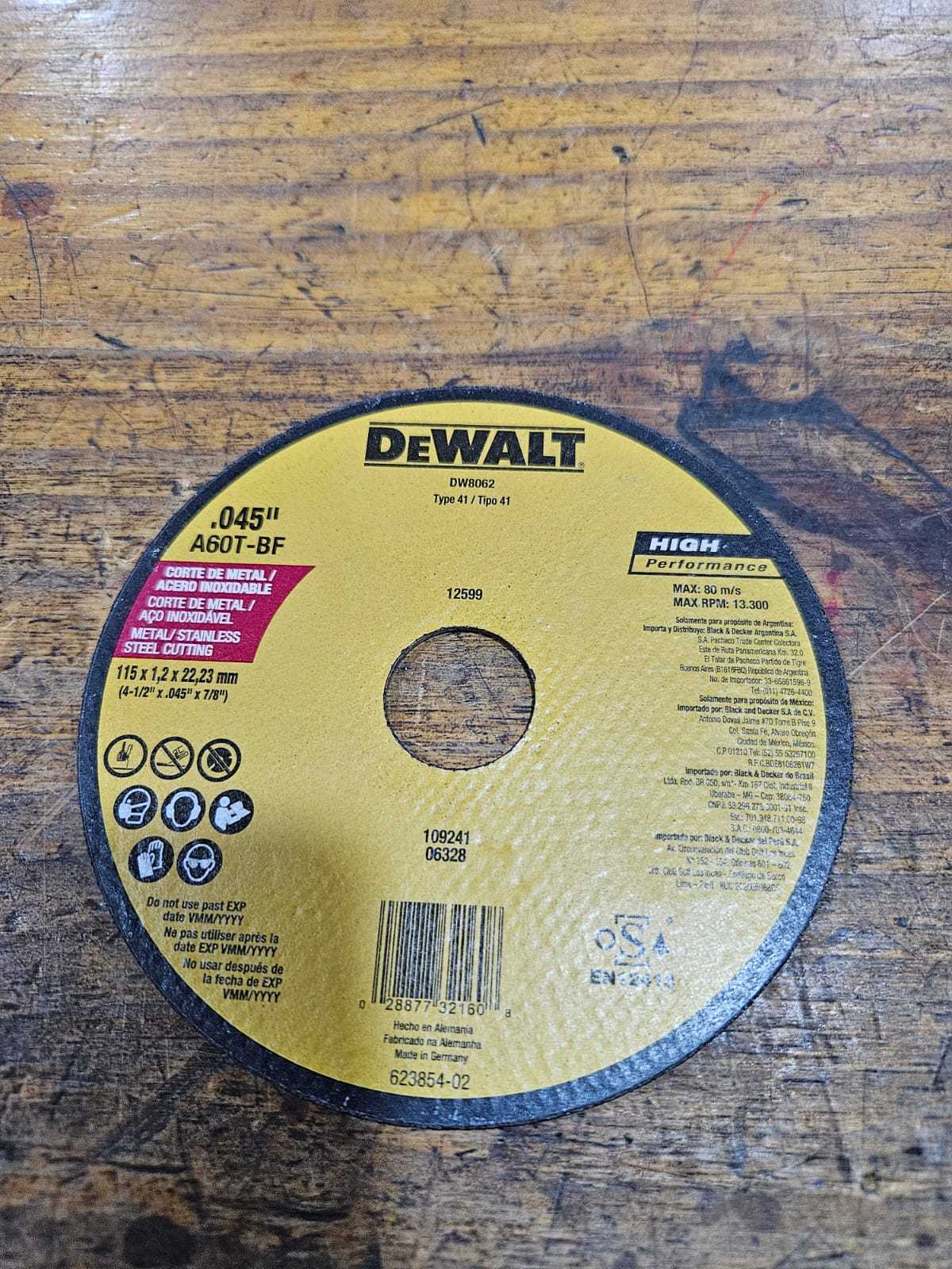 Precio 1 000,00 dewalt  Disco corte 4.5 pulgadas