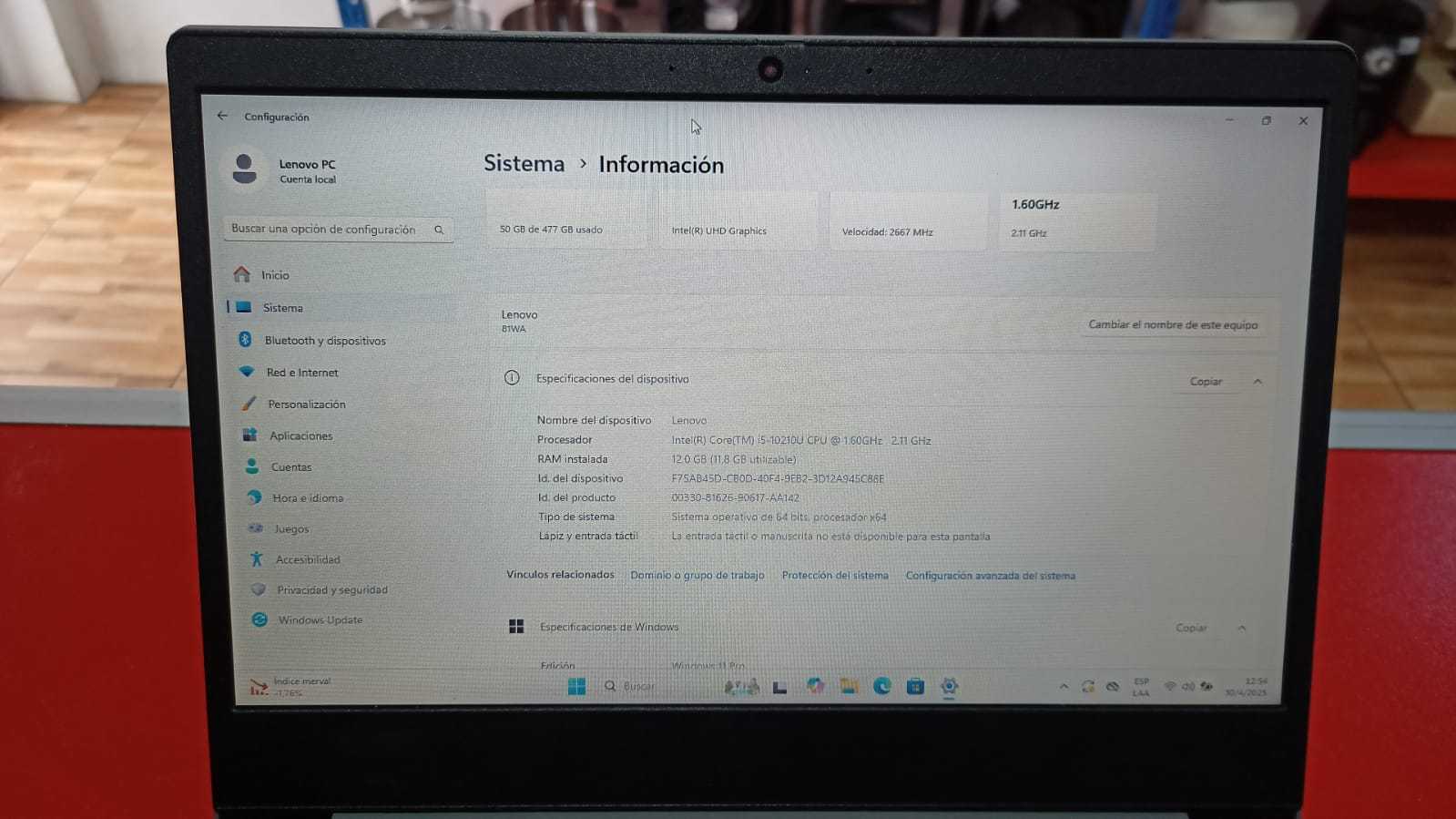 Precio 150 000,00 LENOVO  Laptop Lenovo Ideapad 3 Intel Core i5 10 th 12 RAM 427 GB con cargador