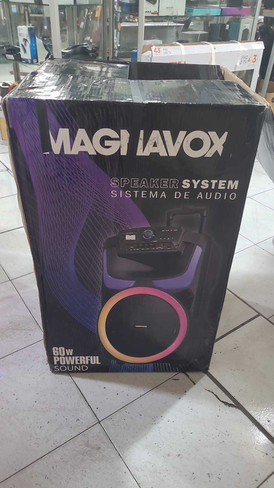 Precio 45 000,00 magnavox  Parlante inalambrico bluetooh en caja microfono y cable poder 60W