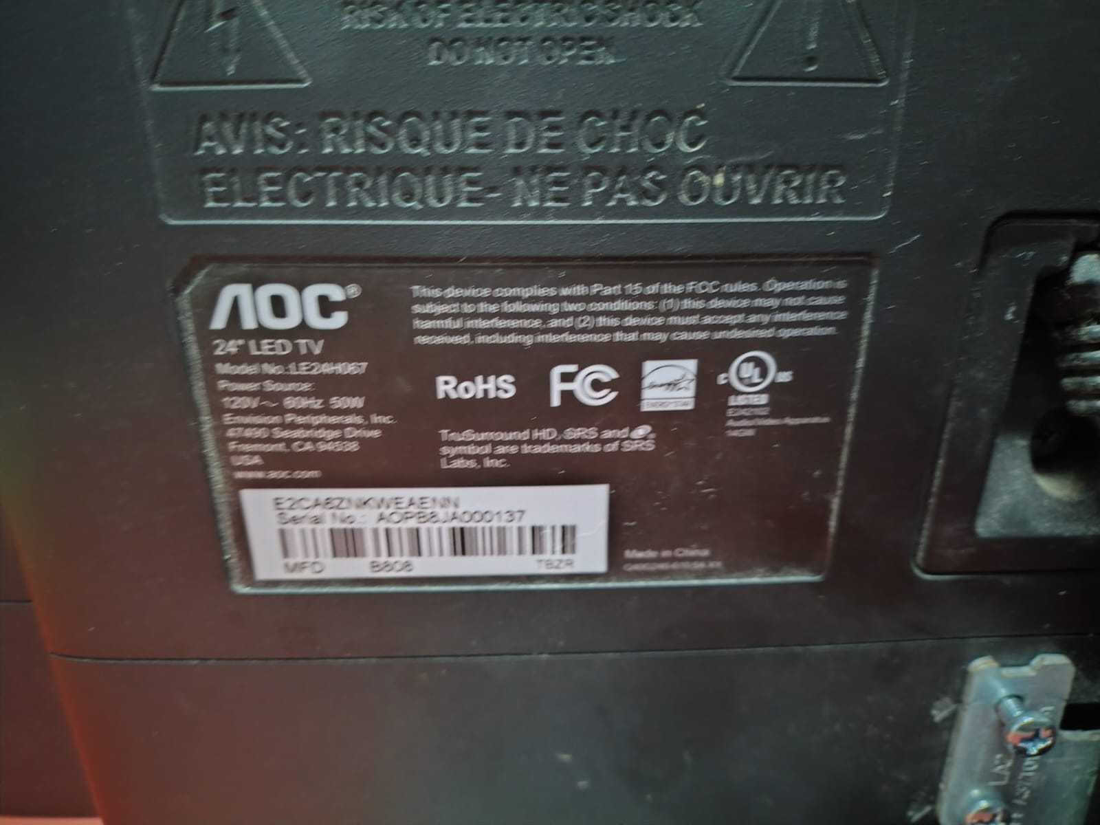 Precio 45 000,00 AOC LE24H67 Pantalla sencilla de 24 AOC LE24H67 con base y control