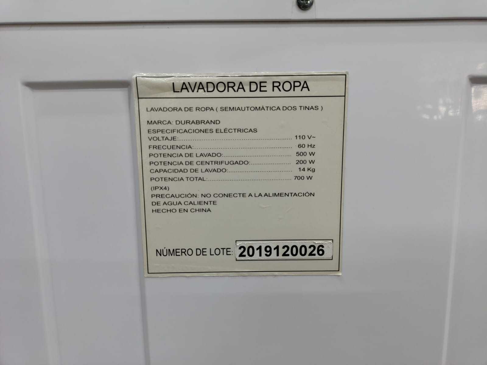Precio 110 000,00 durabrand  lavadora de 14kg