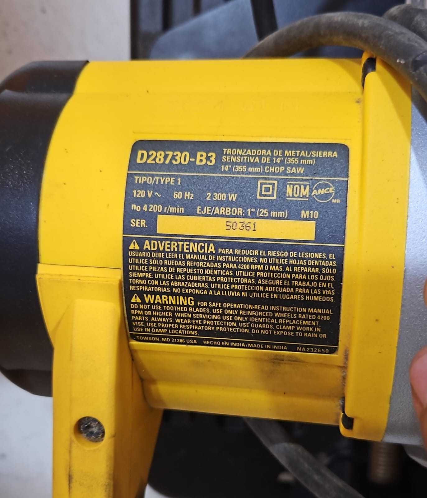 Precio 130 000,00 dewalt d28730-b3 Tronzadora electrica 14 pulgadas