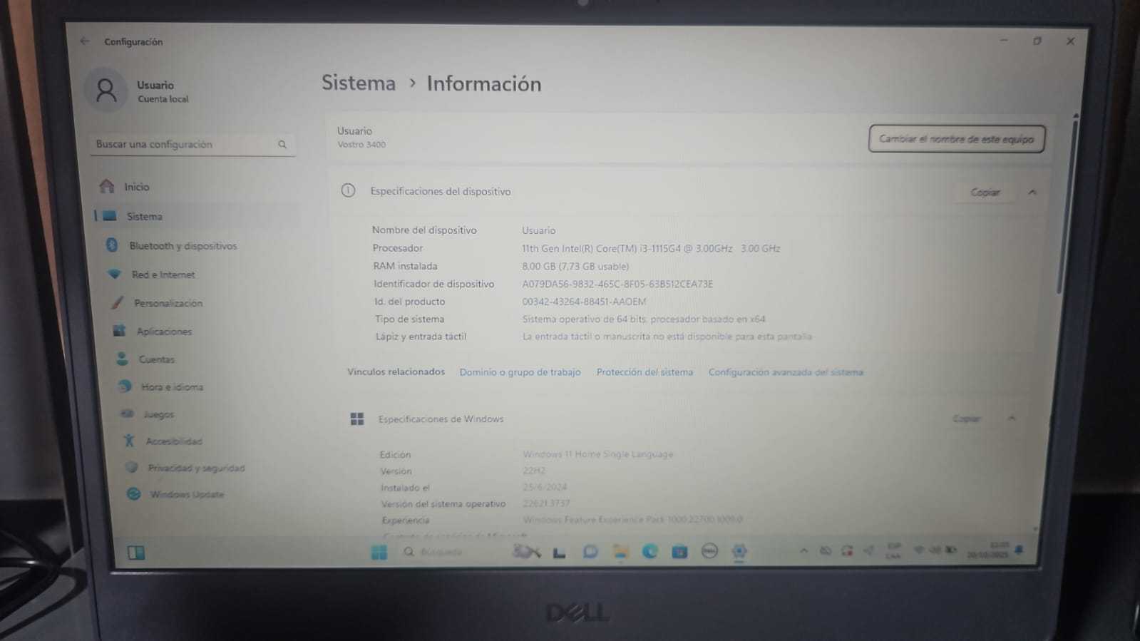 Precio 130 000,00 DELL VOSTRO  3400 Laptop Core i3 gen11 8gb ram 220 SSD